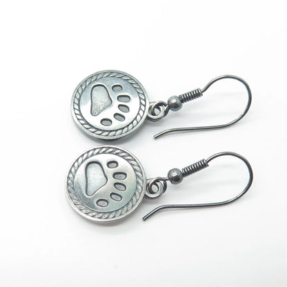 925 Sterling Silver Vintage Boyd's Bears Paw Dangling Drop Hook Earrings
