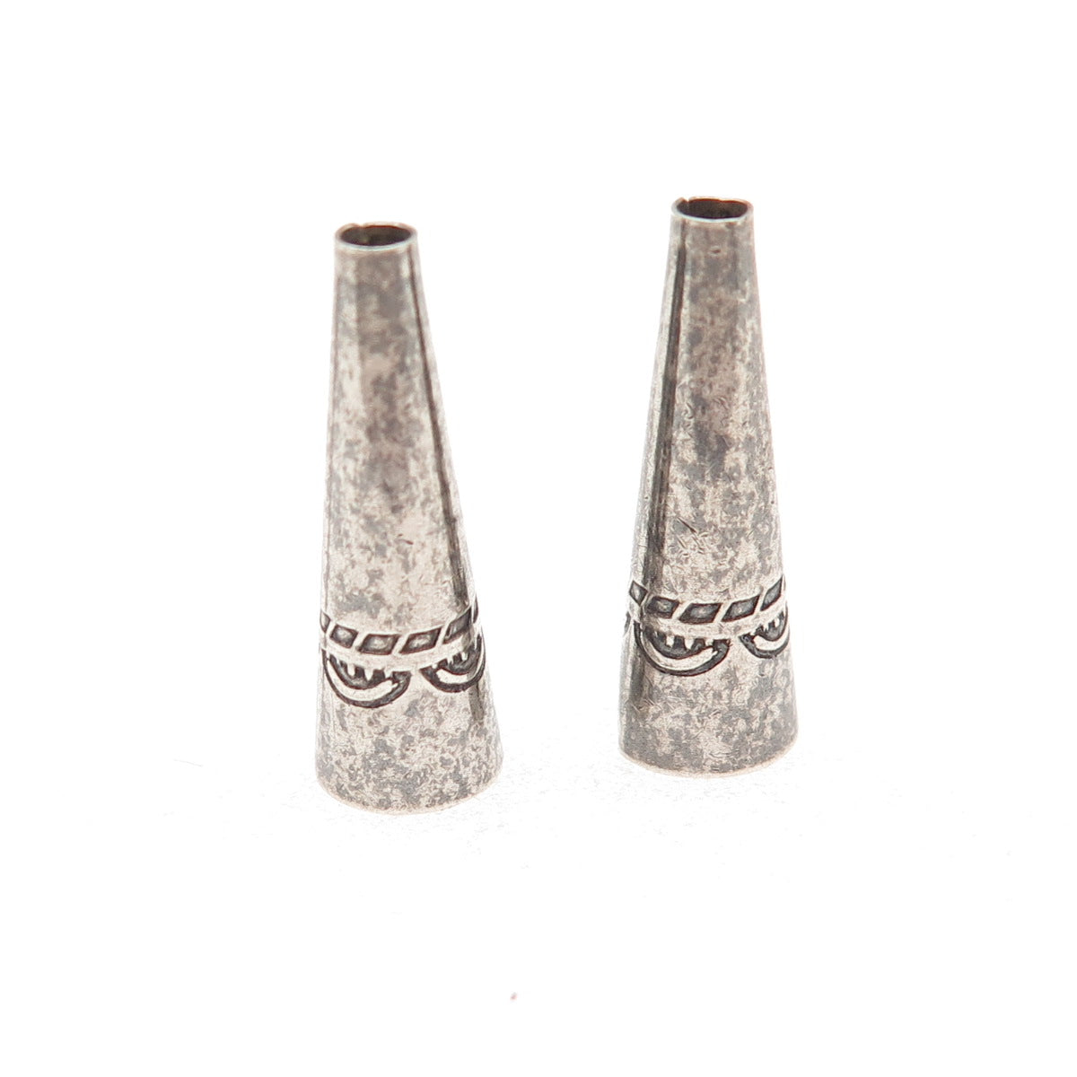 Old Pawn 925 Sterling Silver Vintage Southwestern Tribal SET of 2 Necklace Ends