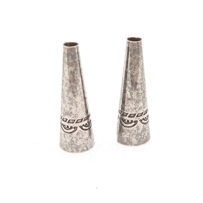 Old Pawn 925 Sterling Silver Vintage Southwestern Tribal SET of 2 Necklace Ends