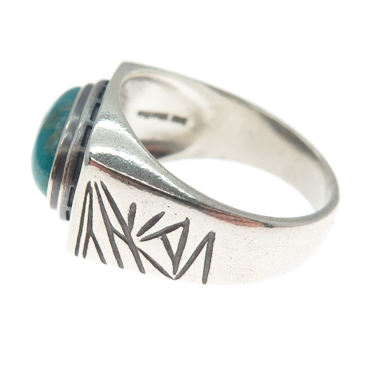 DESERT WIND 925 Sterling Silver Southwestern Turquoise Modernist Ring Size 10