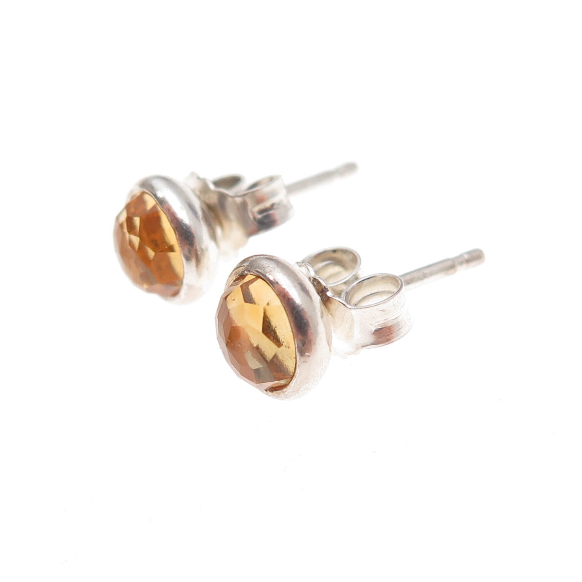 Pandora 925 Sterling Silver Real Citrine November Birthstone Stud Earrings