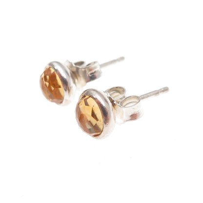 Pandora 925 Sterling Silver Real Citrine November Birthstone Stud Earrings