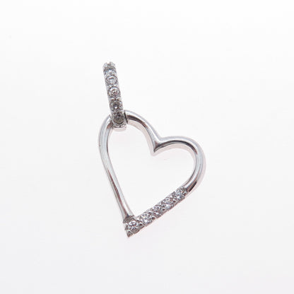 925 Sterling Silver Round-Cut C Z Heart Mini Charm Pendant