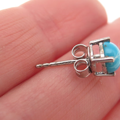 925 Sterling Silver Real Sleeping Beauty Turquoise Stud Earrings