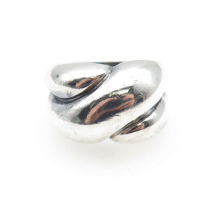 925 Sterling Silver Vintage Modernist Ribbed Dome Oxidized Ring Size 8