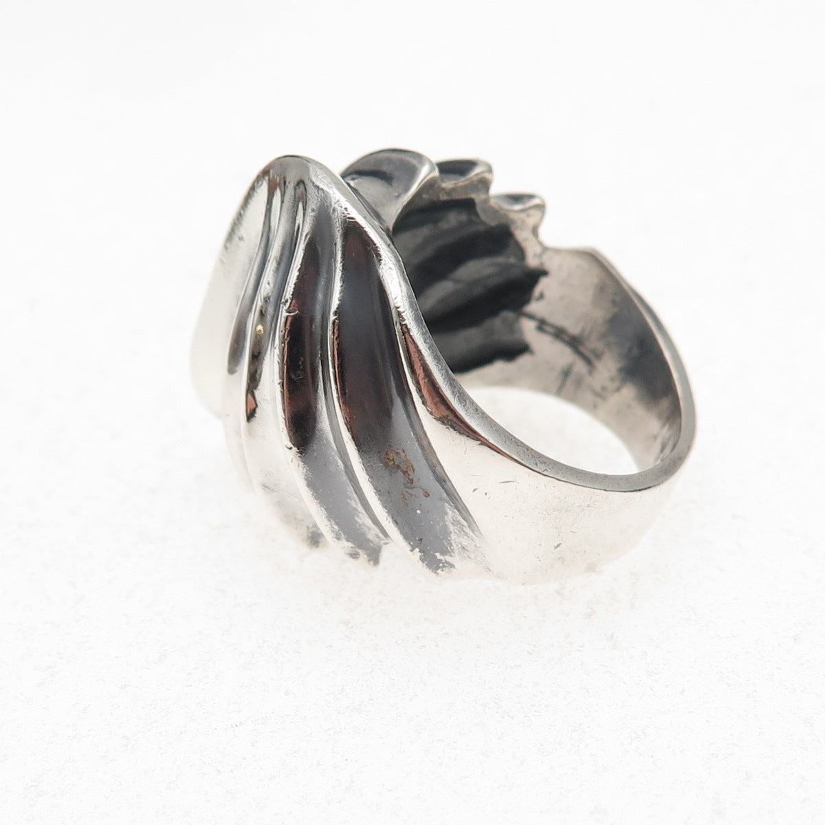 925 Sterling Silver Vintage Mexico Modernist Oxidized Ring Size 7.5