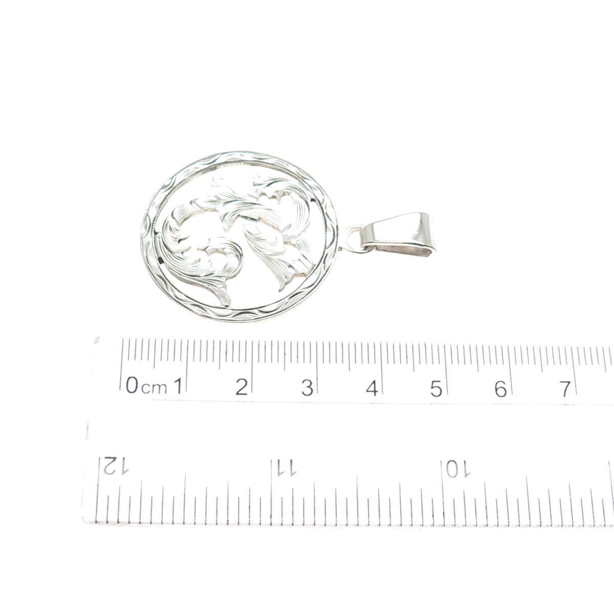 925 Sterling Silver Vintage Mexico Letter C Initial Floral Charm Pendant