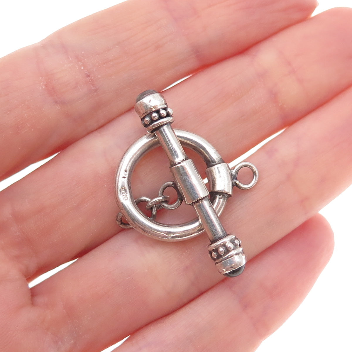 925 Sterling Silver Vintage Real Moonstone Bracelet / Necklace Toggle Lock Clasp