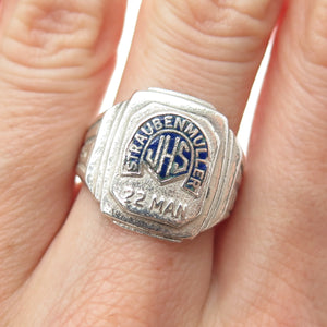 925 Sterling Silver Vintage 1961 Enamel Straubenmuller JH School Ring Size 8.25