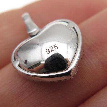 925 Sterling Silver Round-Cut C Z Swirl Heart Mini Charm Pendant
