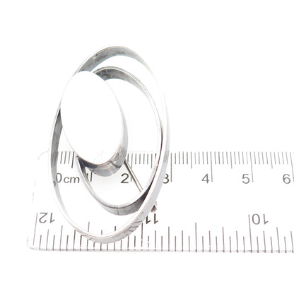 925 Sterling Silver Vintage Artisan Modernist Multi-Circle Oxidized Pin Brooch
