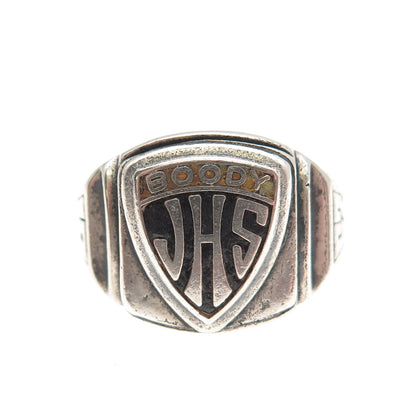 925 Sterling Silver Vintage 1962 Enamel Boody JH School Ring Size 7