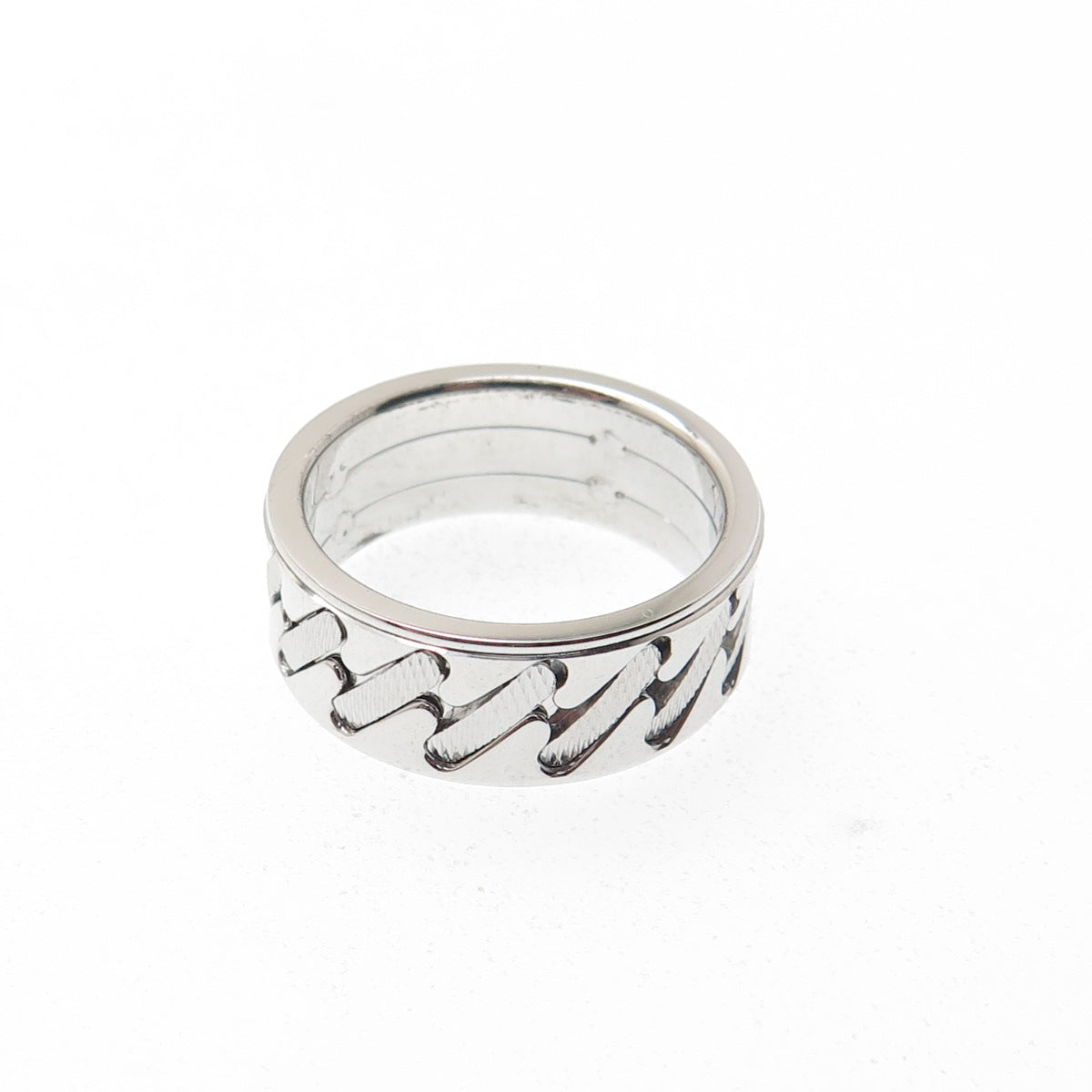 NEOS 925 Sterling Silver Textured Sewing Stitches Band Ring Size 7.75