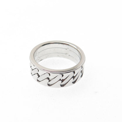 NEOS 925 Sterling Silver Textured Sewing Stitches Band Ring Size 7.75