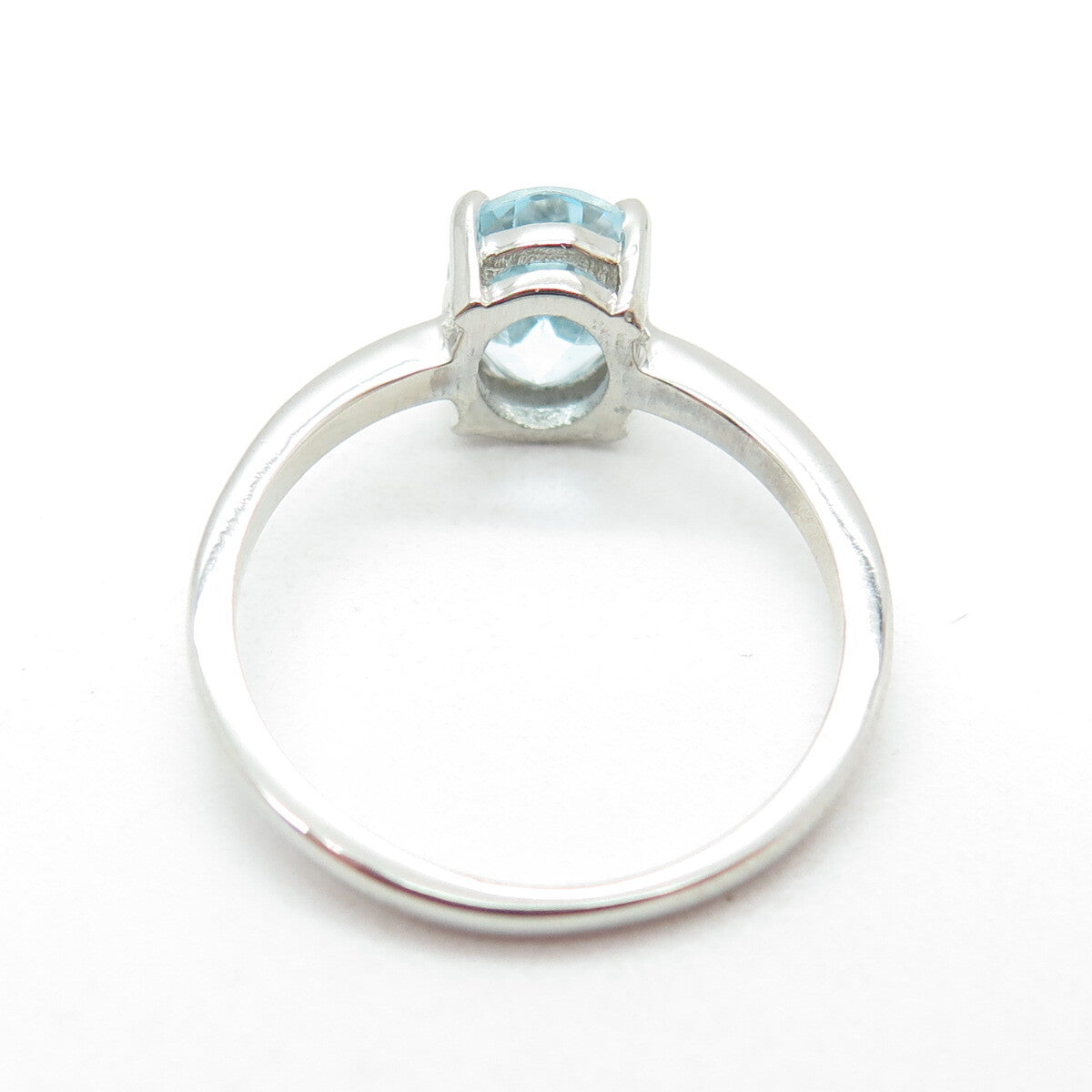 DAZZLERS 925 Sterling Silver Real Blue Topaz Gemstone Ring Size 6