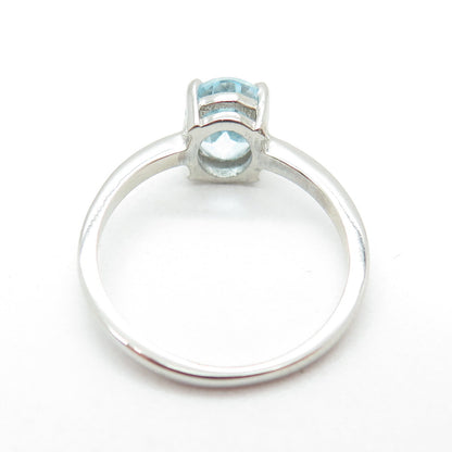 DAZZLERS 925 Sterling Silver Real Blue Topaz Gemstone Ring Size 6