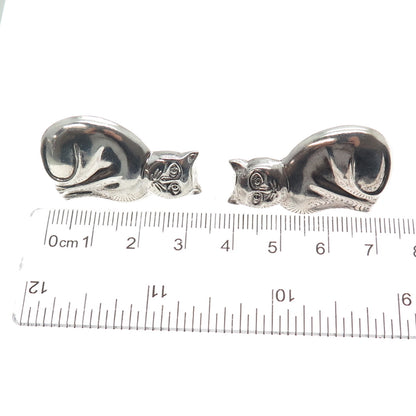 CHAPAL ZENRAY 925 Sterling Silver Vintage Cat Modernist Earrings