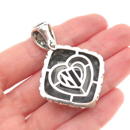 Nancy & David 925 Sterling Silver 14K Gold Vintage Real Black Spinel Pendant