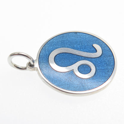 925 Sterling Silver Blue Enamel Leo Zodiac Sign Minimalist Charm Pendant