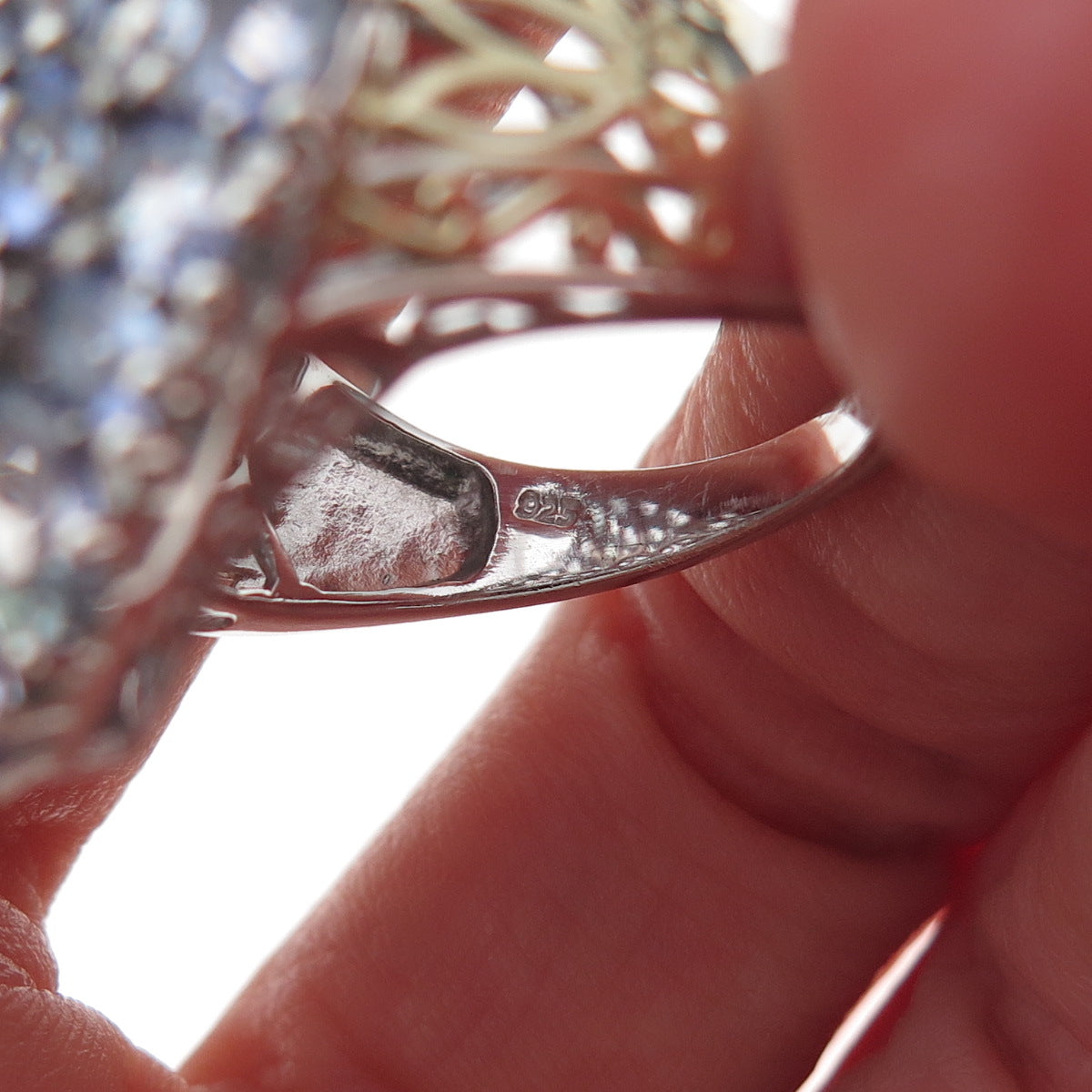 Chuck Clemency 925 Sterling Silver 2-Tone Real Oval-Cut Tanzanite Ring Size 8