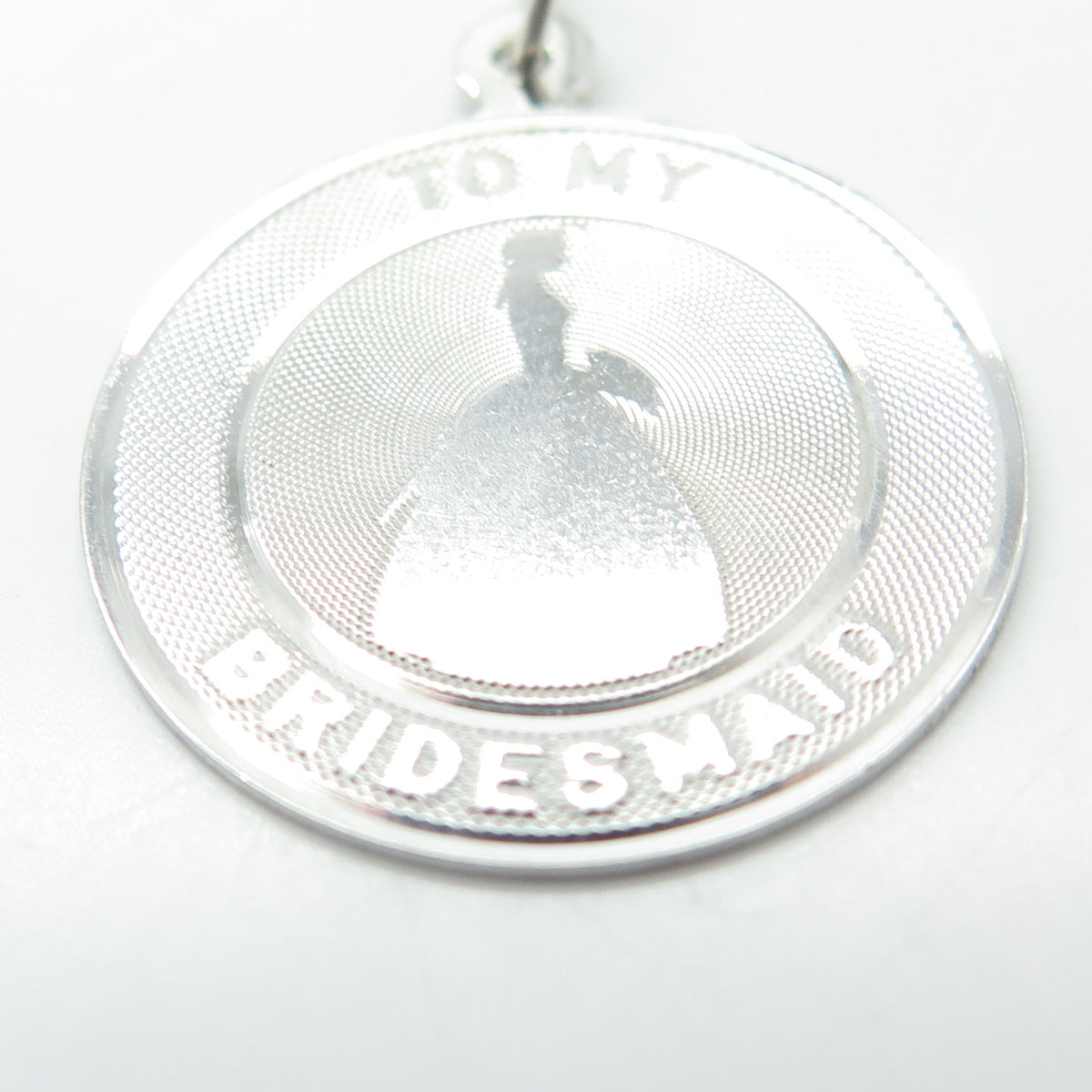 925 Sterling Silver Vintage "To My Bridesmaid" Round Pendant