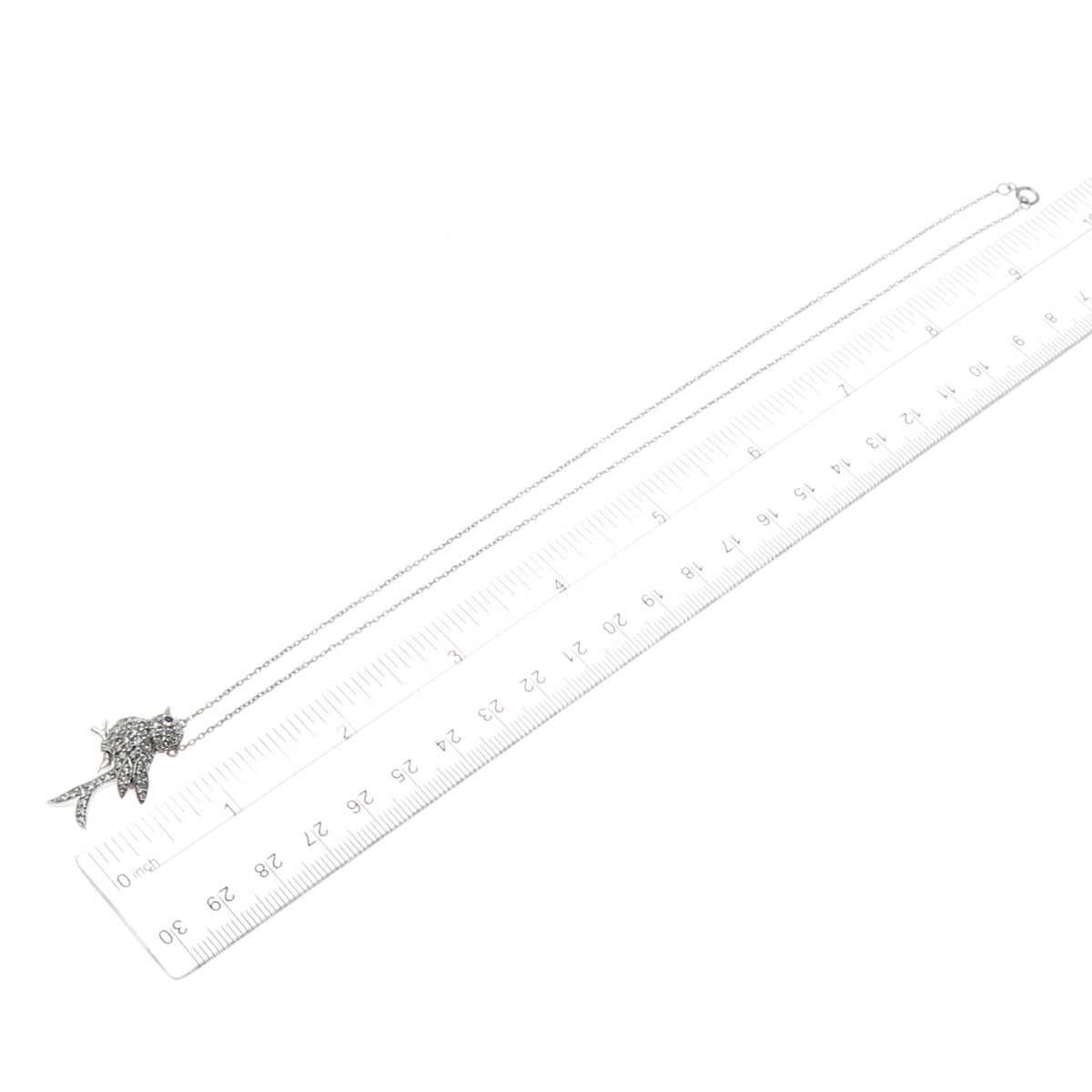 FELICIA DESIGN Sterling Silver Black & White C Z Bird Cable Chain Necklace 18"