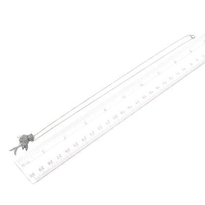 FELICIA DESIGN Sterling Silver Black & White C Z Bird Cable Chain Necklace 18"