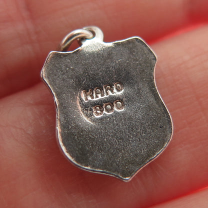 KARO 800 Silver Vintage Enamel Zurich Flag Minimalist Charm Pendant