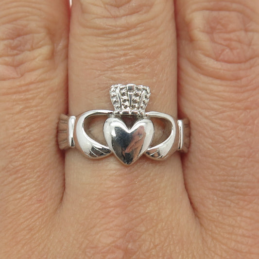 SHANORE Sterling Vintage Irish Claddagh Love Loyalty Friendship Ring Size 9.75