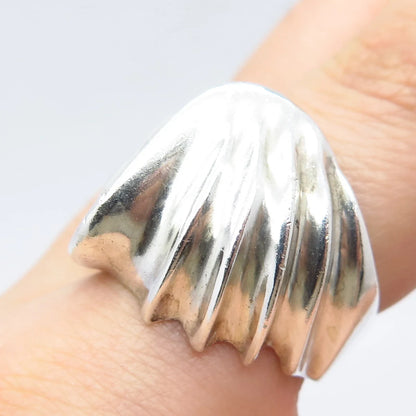 925 Sterling Silver Vintage Mexico Modernist Wide Ring Size 7