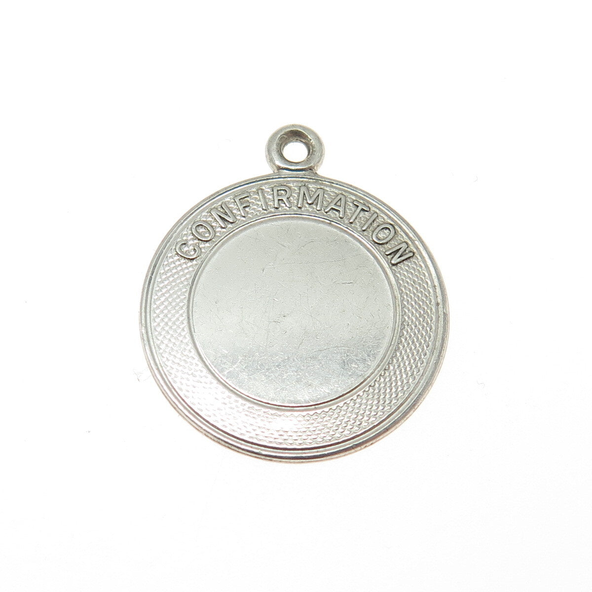 925 Sterling Silver Vintage "Confirmation" Round Pendant