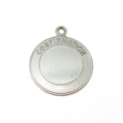 925 Sterling Silver Vintage "Confirmation" Round Pendant