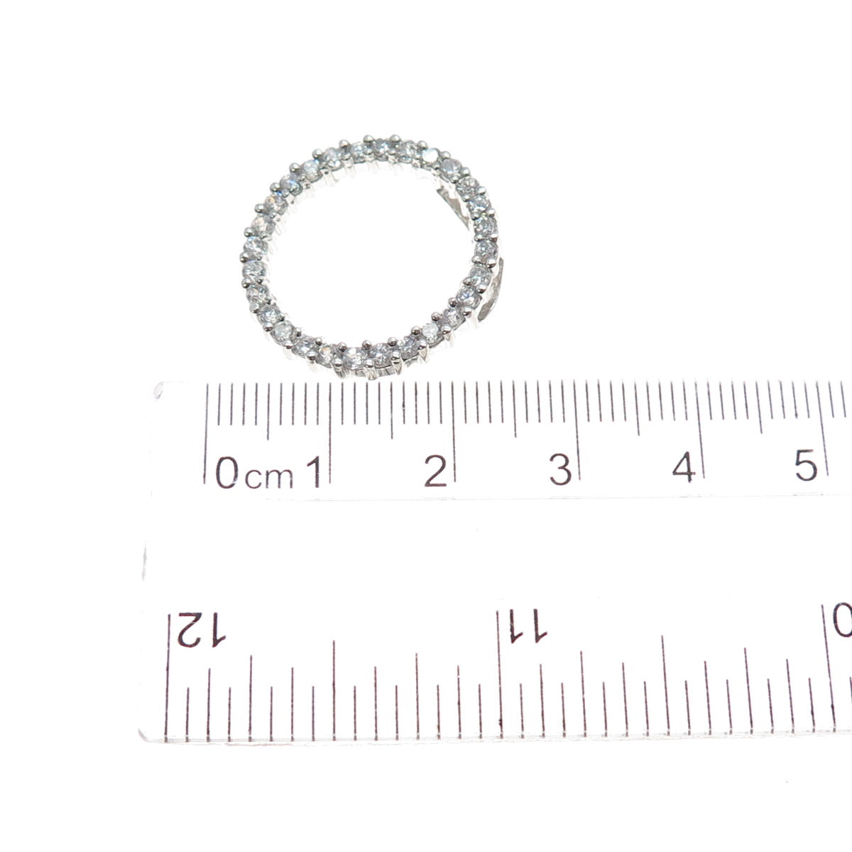 925 Sterling Silver Round-Cut C Z Circle of Life Mini Slide Charm Pendant
