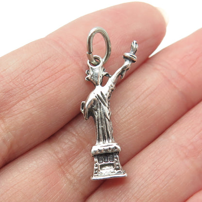BEAU 925 Sterling Silver Vintage Statue of Liberty 3D Charm Pendant