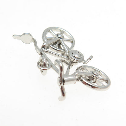 925 Sterling Silver Antique Art Deco Bicycle 3D Pendant