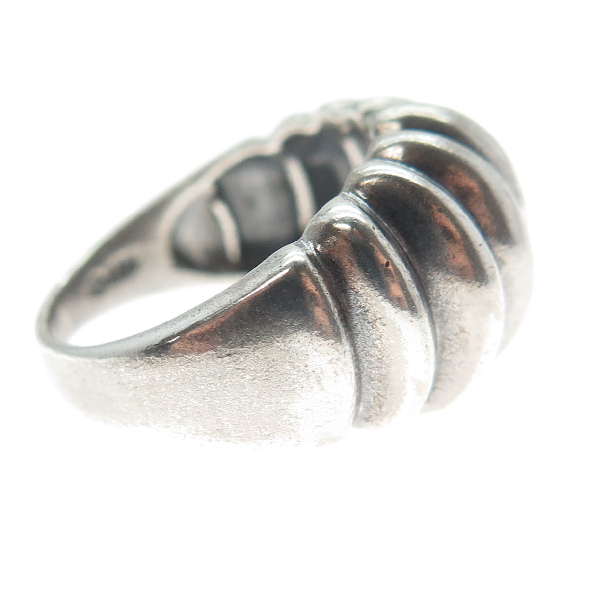 MONICA JAIN 925 Sterling Vintage Modernist Ribbed Dome Oxidized Ring Size 7.25