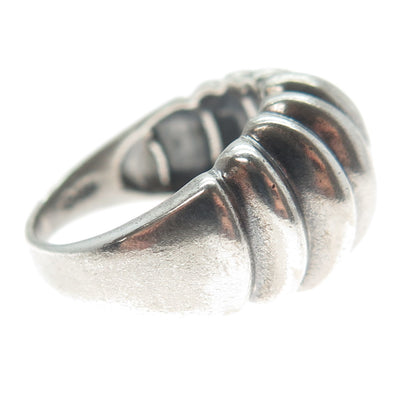 MONICA JAIN 925 Sterling Vintage Modernist Ribbed Dome Oxidized Ring Size 7.25