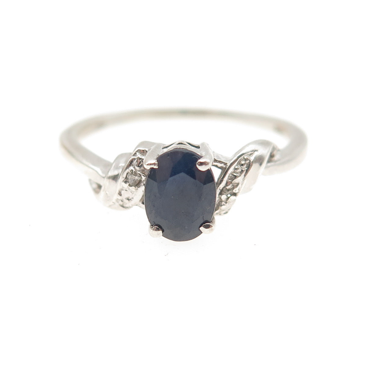 Chuck Clemency 925 Sterling Silver Vintage Real Diamond & Sapphire Ring Size 9