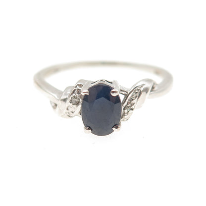 Chuck Clemency 925 Sterling Silver Vintage Real Diamond & Sapphire Ring Size 9