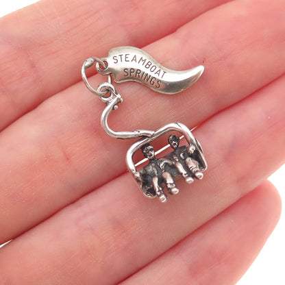 925 Sterling Silver Vintage Steamboat Springs Ski Lift Charm Pendant