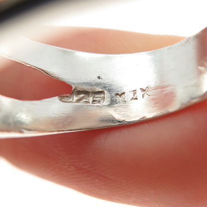 925 Sterling Silver Vintage Mexico Modernist Letter X Crisscross Ring Size 8.25