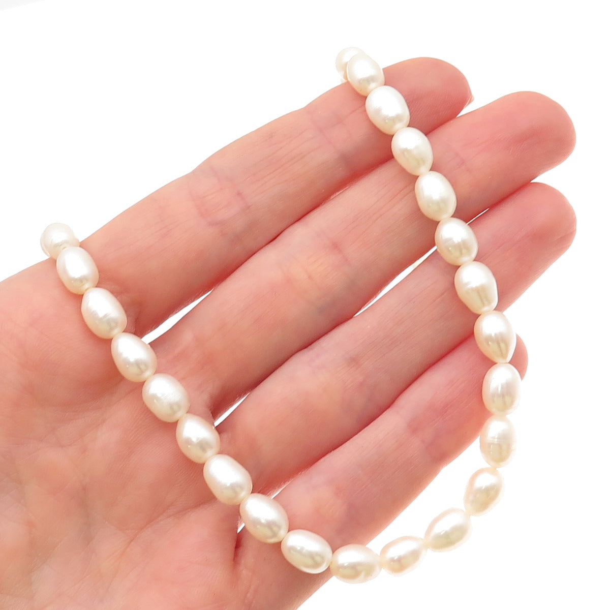 925 Sterling Silver Vintage Real Baroque Pearl Beaded Necklace 18"