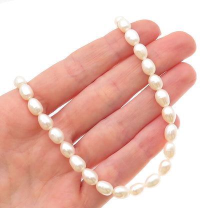 925 Sterling Silver Vintage Real Baroque Pearl Beaded Necklace 18"