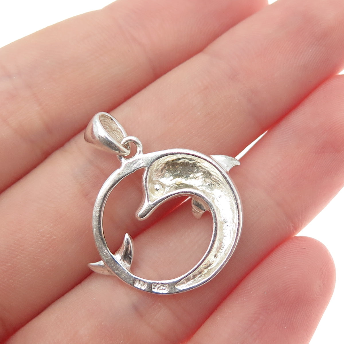 925 Sterling Silver Vintage Dolphin Charm Pendant