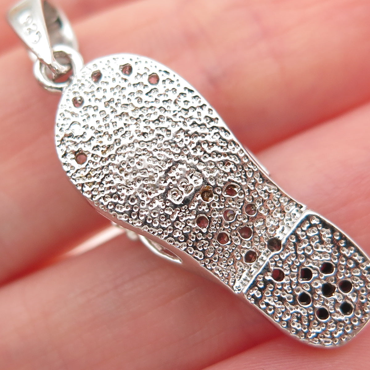 925 Sterling Silver Round-Cut Pink & Purple C Z Flip Flop Charm Pendant