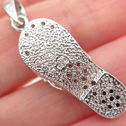 925 Sterling Silver Round-Cut Pink & Purple C Z Flip Flop Charm Pendant