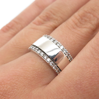SAI 925 Sterling Silver Round-Cut C Z Ring Size 6.75