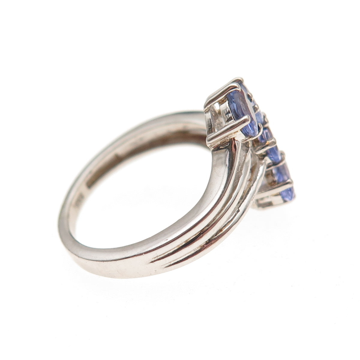 Chuck Clemency 925 Sterling Silver Real Oval-Cut Tanzanite Bypass Ring Size 6