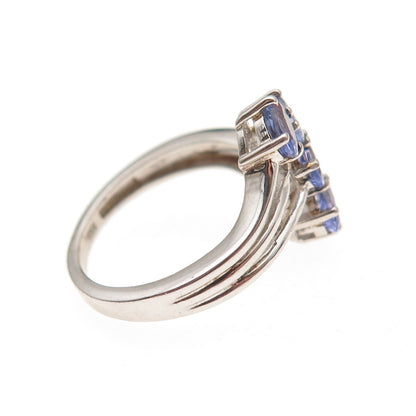 Chuck Clemency 925 Sterling Silver Real Oval-Cut Tanzanite Bypass Ring Size 6