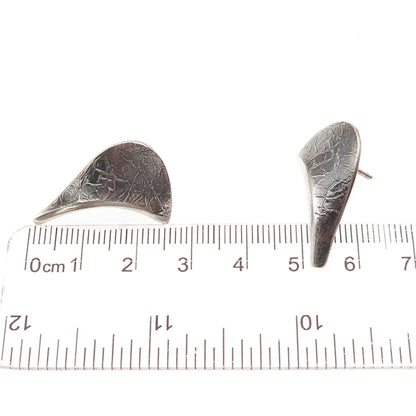 Maria Eleftheriou 925 Sterling Silver Vintage Modernist Petal Oxidized Earrings